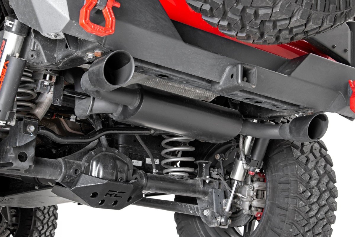 Jeep Wrangler Unlimited Performance Exhaust - Rough Country - Dual Outlet - Matte Black - '18-'25